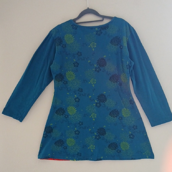LunievaVibrant Blue Embroidered Women's Tunic Sz M - Picture 3 of 6